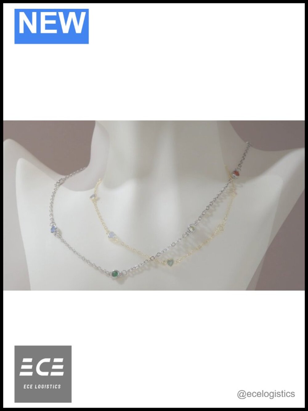 Sterling Silver Chakra Choker Necklace Cubic Zirconia 18+2 Inches - Picture 6 of 6